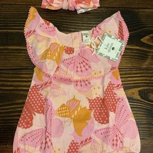 Kate Quinn Butterflies ruffle bubble w/headband